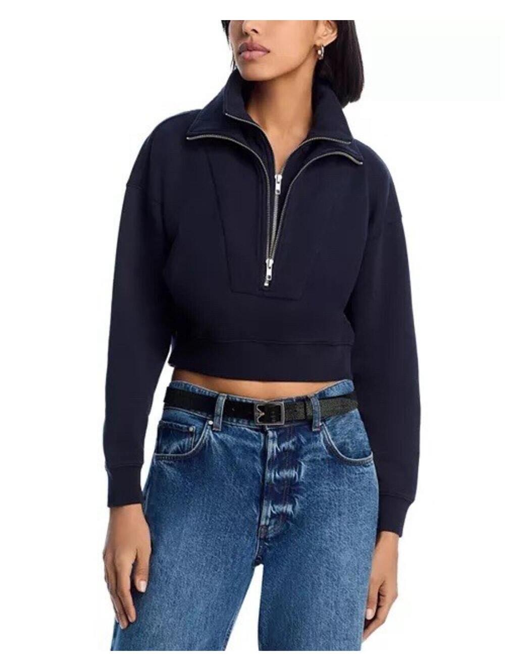 Frame Double Zip Sweatshirt Sz XS Navy Blue - Picture 6 of 6